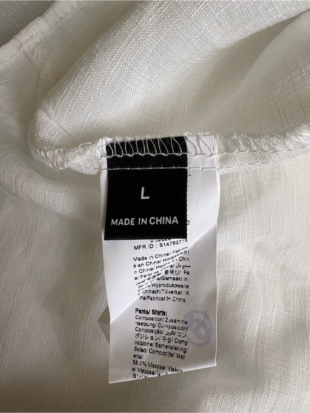 White Linen Blend Sleeveless Button Front Top & Shorts Set | Size Large - Picture 11 of 11